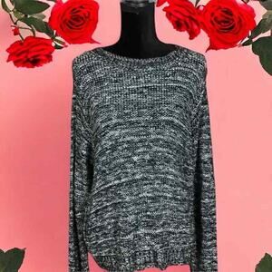 Susina Womens Size Medium Black Sweater Marled Crew Neck Pullover Long Sleeve